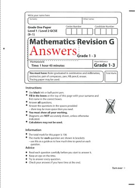 Maths Revision Answers G